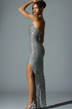 Oh Polly Holiday Party Dresses & Outfits^Embellished Corset Gown in Silver