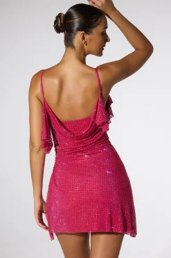 Oh Polly Party Dresses | Birthday^Embellished Corset Kaftan Mini Dress in Hot Pink HotPink