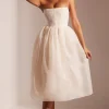 Oh Polly Party Dresses | Birthday^Embellished Corset Tulle Skirt Midi Dress in Ivory