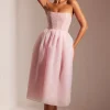 Oh Polly Party Dresses | Birthday^Embellished Corset Tulle Skirt Midi Dress in Blush