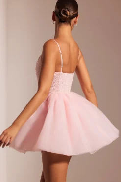 Oh Polly Party Dresses | Birthday^Embellished Corset Tulle Skirt Mini Dress in Blush