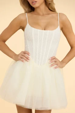 Oh Polly Party Dresses | Bride To Be^Embellished Corset Tulle Skirt Mini Dress in White