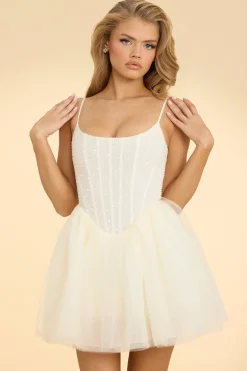 Oh Polly Party Dresses | Bride To Be^Embellished Corset Tulle Skirt Mini Dress in White