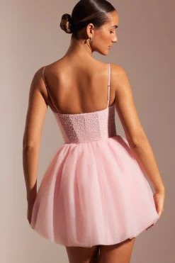 Oh Polly Party Dresses | Birthday^Embellished Corset Tulle Skirt Mini Dress in Blush