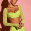 Oh Polly Women'S Clothing Sale - $65 And Under | Women'S Clothing Sale - $40 And Under^Embellished Cowl Neck Crop Top in Lime