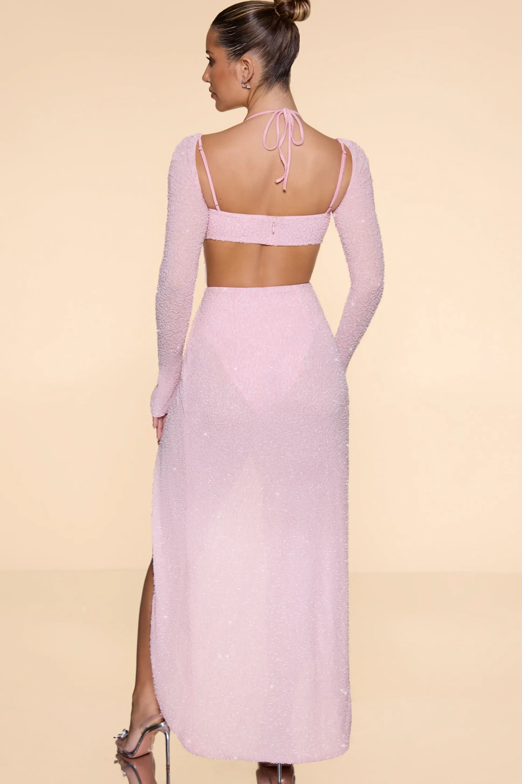 Oh Polly Wedding Guest | Party Dresses^Embellished Cowl Neck Maxi Dress in Blush