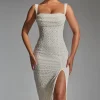 Oh Polly Party Dresses | Bride To Be^Embellished Cowl-Neck Midaxi Dress in White