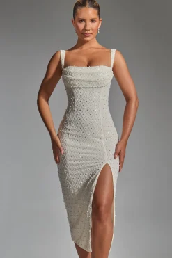 Oh Polly Party Dresses | Bride To Be^Embellished Cowl-Neck Midaxi Dress in White