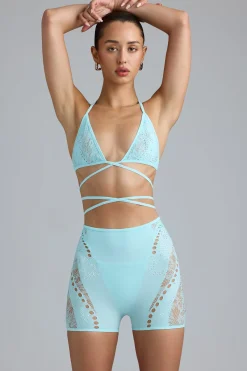 Oh Polly Women'S Clothing Sale - $65 And Under | Women'S Clothing Sale - $40 And Under^Embellished Cross-Strap Bikini Top in Ice Blue IceBlue
