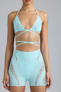Oh Polly Women'S Clothing Sale - $65 And Under | Women'S Clothing Sale - $40 And Under^Embellished Cross-Strap Bikini Top in Ice Blue IceBlue