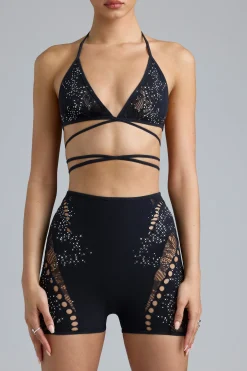 Oh Polly Women'S Clothing Sale - $65 And Under | Women'S Clothing Sale - $40 And Under^Embellished Cross-Strap Bikini Top in Black