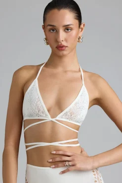 Oh Polly Women'S Clothing Sale - $65 And Under | Women'S Clothing Sale - $40 And Under^Embellished Cross-Strap Bikini Top in Ivory