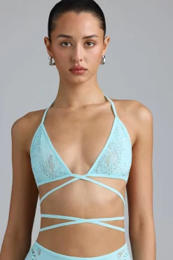 Oh Polly Women'S Clothing Sale - $65 And Under | Women'S Clothing Sale - $40 And Under^Embellished Cross-Strap Bikini Top in Ice Blue IceBlue