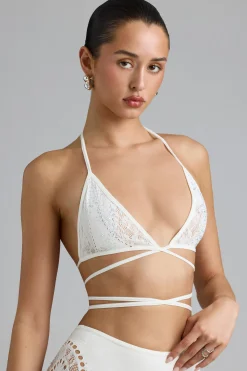 Oh Polly Women'S Clothing Sale - $65 And Under | Women'S Clothing Sale - $40 And Under^Embellished Cross-Strap Bikini Top in Ivory