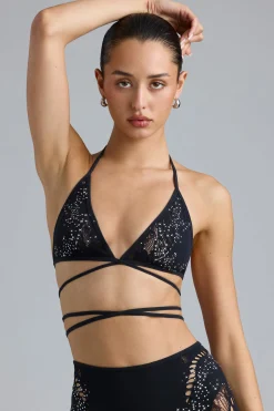 Oh Polly Women'S Clothing Sale - $65 And Under | Women'S Clothing Sale - $40 And Under^Embellished Cross-Strap Bikini Top in Black