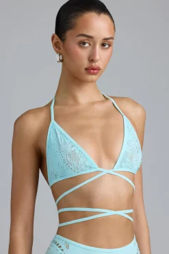 Oh Polly Women'S Clothing Sale - $65 And Under | Women'S Clothing Sale - $40 And Under^Embellished Cross-Strap Bikini Top in Ice Blue IceBlue