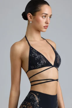 Oh Polly Women'S Clothing Sale - $65 And Under | Women'S Clothing Sale - $40 And Under^Embellished Cross-Strap Bikini Top in Black