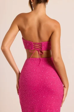 Oh Polly Party Dresses | Birthday^Embellished Cut Out Maxi Dress in Fuchsia