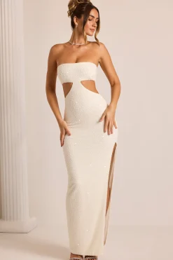 Oh Polly Party Dresses | Bride To Be^Embellished Cut Out Maxi Dress in White