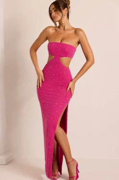 Oh Polly Party Dresses | Birthday^Embellished Cut Out Maxi Dress in Fuchsia