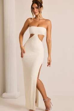 Oh Polly Party Dresses | Bride To Be^Embellished Cut Out Maxi Dress in White