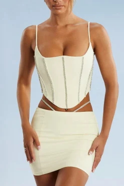 Oh Polly Women'S Clothing Sale - $65 And Under | Women'S Clothing Sale - $40 And Under^Embellished Cut Out Mini Skirt in Ivory