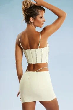 Oh Polly Women'S Clothing Sale - $65 And Under | Women'S Clothing Sale - $40 And Under^Embellished Cut Out Mini Skirt in Ivory
