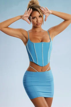 Oh Polly Women'S Clothing Sale - $65 And Under | Women'S Clothing Sale - $40 And Under^Embellished Cut Out Mini Skirt in Blue