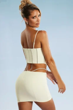 Oh Polly Women'S Clothing Sale - $65 And Under | Women'S Clothing Sale - $40 And Under^Embellished Cut Out Mini Skirt in Ivory