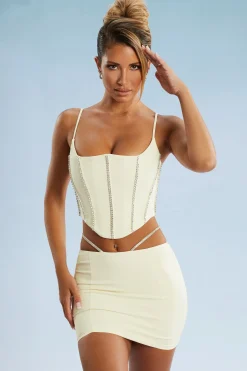 Oh Polly Women'S Clothing Sale - $65 And Under | Women'S Clothing Sale - $40 And Under^Embellished Cut Out Mini Skirt in Ivory