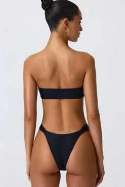 Oh Polly Bikini Sets | Bikini Tops^Embellished Cut-Out Bandeau Bikini Top in Black