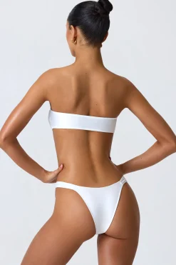 Oh Polly Bikini Sets | Bikini Tops^Embellished Cut-Out Bandeau Bikini Top in White