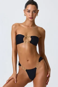 Oh Polly Bikini Sets | Bikini Tops^Embellished Cut-Out Bandeau Bikini Top in Black