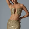 Oh Polly Tops | Party Dresses^Embellished Cut-Out Crop Top in Gold