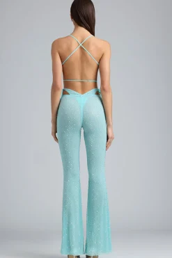 Oh Polly Women'S Clothing Sale - $65 And Under | Women'S Clothing Sale - $40 And Under^Embellished Cut-Out Flared Trousers in Ice Blue IceBlue
