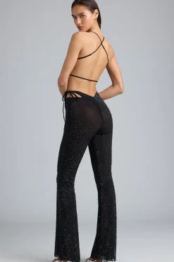 Oh Polly Women'S Clothing Sale - $65 And Under^Embellished Cut-Out Flared Trousers in Black