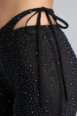 Oh Polly Women'S Clothing Sale - $65 And Under^Embellished Cut-Out Flared Trousers in Black