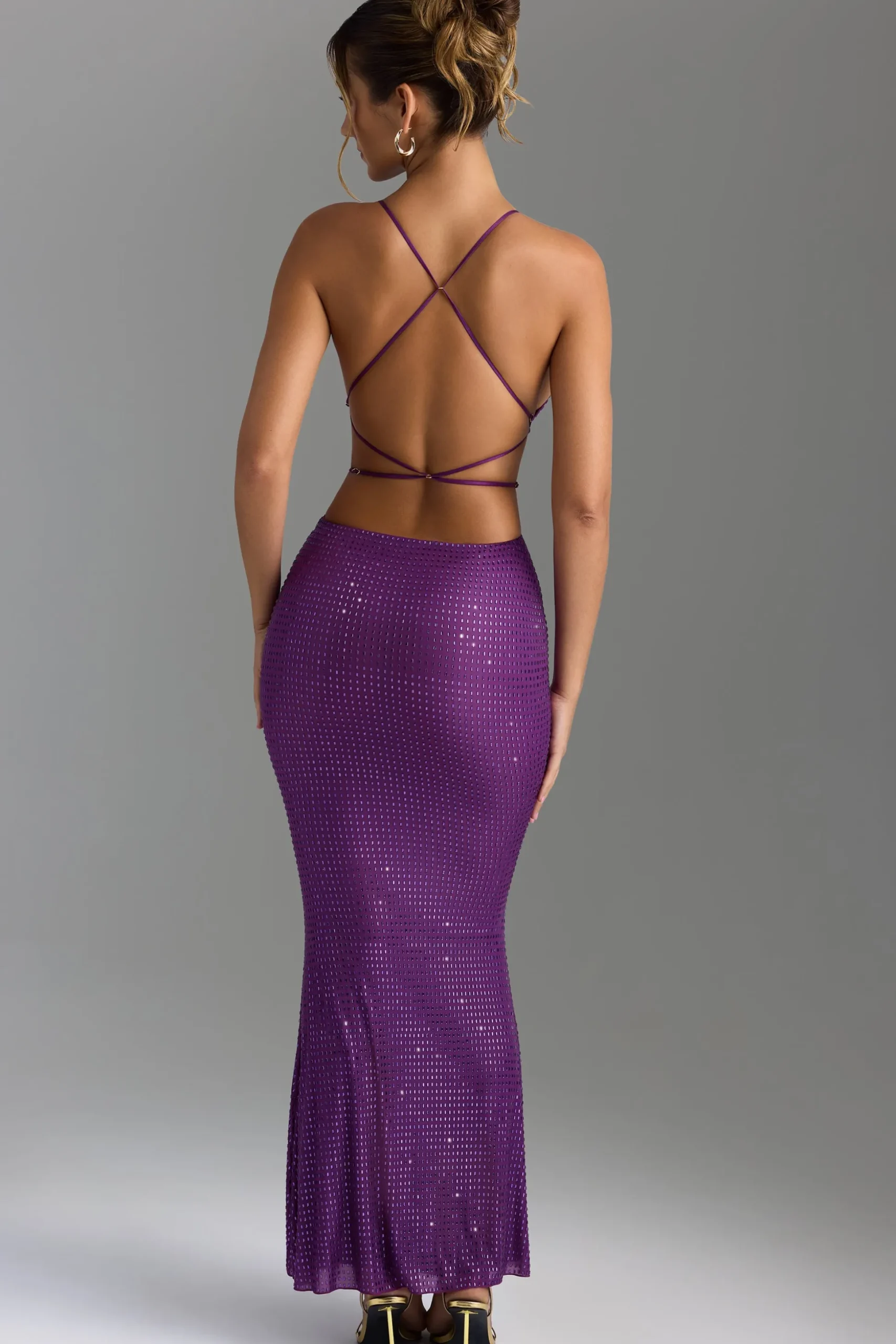 Oh Polly Party Dresses | Birthday^Embellished Cut-Out Maxi Dress in Grape