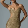 Oh Polly Party Dresses | Holiday Party Dresses & Outfits^Embellished Cut-Out Mini Dress in Gold