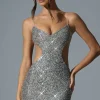Oh Polly Party Dresses | Holiday Party Dresses & Outfits^Embellished Cut-Out Mini Dress in Silver