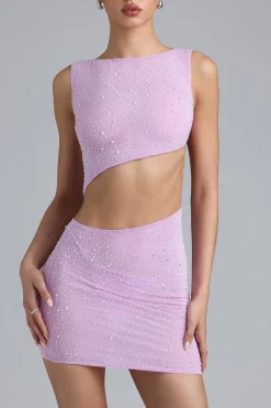 Oh Polly Women'S Clothing Sale - $65 And Under^Embellished Cut-Out Mini Dress in Violet Pink VioletPink