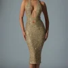 Oh Polly Party Dresses | Holiday Party Dresses & Outfits^Embellished Cut-Out Open-Back Midaxi Dress in Gold