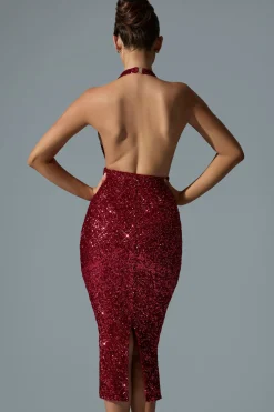 Oh Polly Party Dresses | Holiday Party Dresses & Outfits^Embellished Cut-Out Open-Back Midaxi Dress in Red