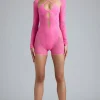 Oh Polly Women'S Clothing Sale - $65 And Under | Women'S Clothing Sale - $40 And Under^Embellished Cut-Out Unitard in Bubblegum Pink BubblegumPink