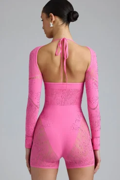Oh Polly Women'S Clothing Sale - $65 And Under | Women'S Clothing Sale - $40 And Under^Embellished Cut-Out Unitard in Bubblegum Pink BubblegumPink