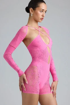 Oh Polly Women'S Clothing Sale - $65 And Under | Women'S Clothing Sale - $40 And Under^Embellished Cut-Out Unitard in Bubblegum Pink BubblegumPink