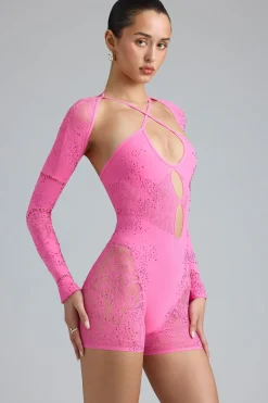 Oh Polly Women'S Clothing Sale - $65 And Under | Women'S Clothing Sale - $40 And Under^Embellished Cut-Out Unitard in Bubblegum Pink BubblegumPink