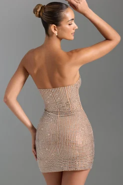 Oh Polly Party Dresses | Night Out^Embellished Draped Corset Mini Dress in Honey