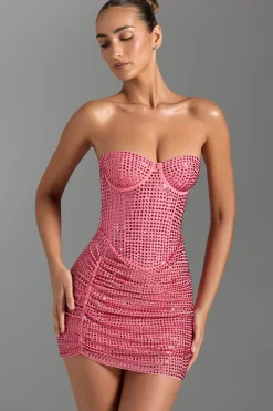 Oh Polly Party Dresses | Night Out^Embellished Draped Corset Mini Dress in Watermelon