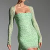 Oh Polly Party Dresses | Homecoming Dresses^Embellished Draped Cowl-Neck Mini Dress in Pistachio